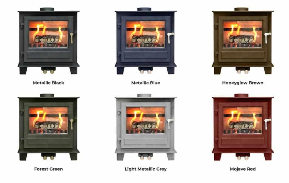 Clock woodburners Colour range