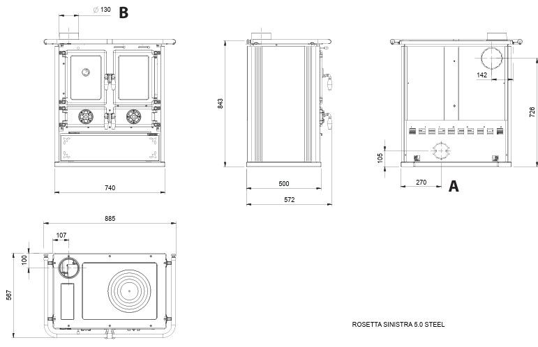 Nordica-Extraflame - Rosetta Sinistra 5.0 Steel - 2 Colors