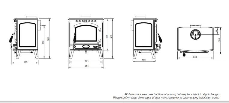 Henley Bracken - Non-Boiler Stove, Free Standing, Solid Fuel, 9 Kw, Matt, Black, No External Air