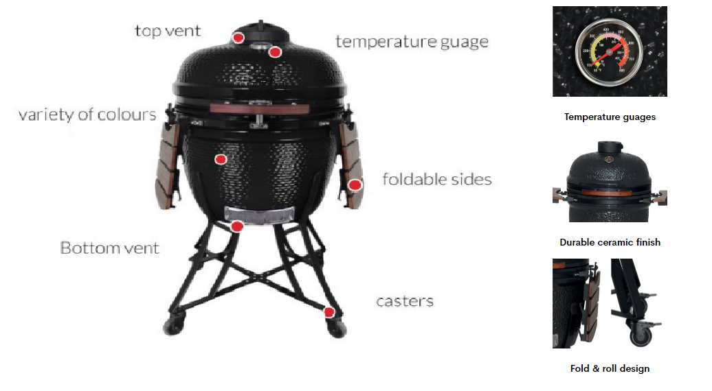 Henley - Kamado BBQ Grill, Emerald Green - 24"