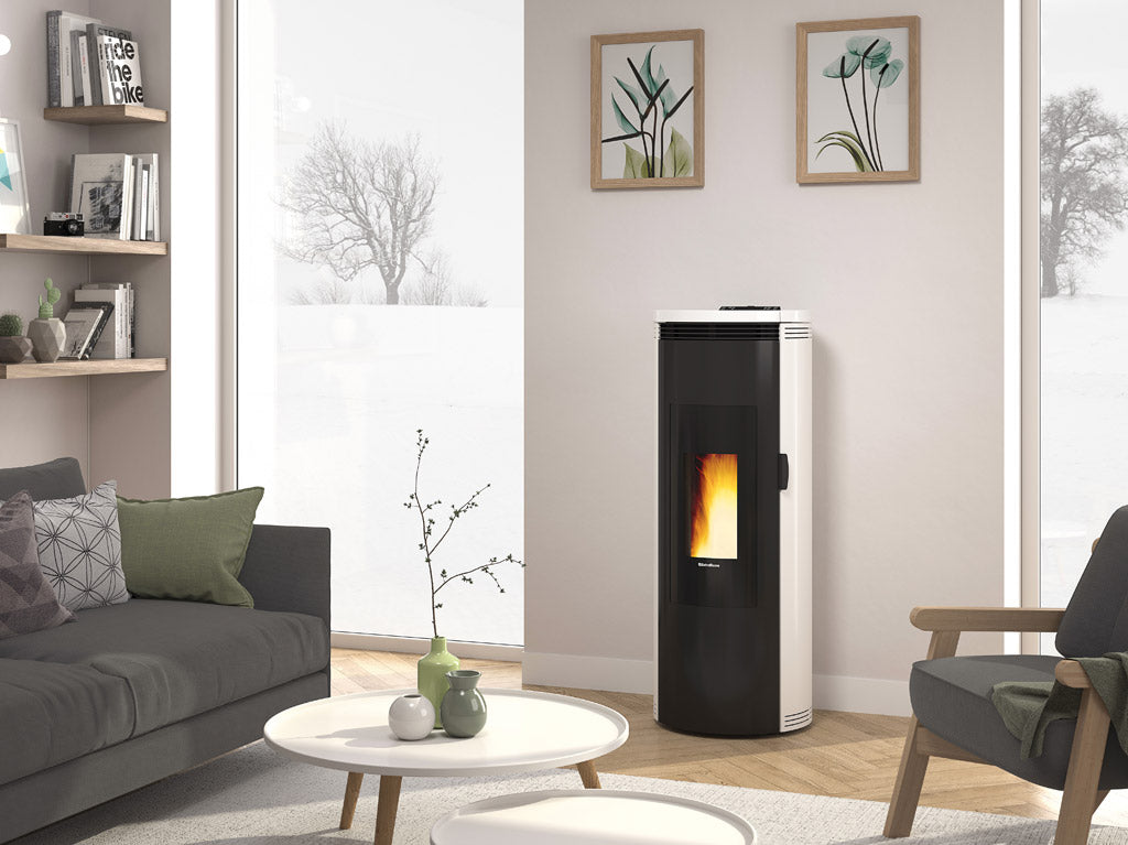 EXTRAFLAME AMIKA - WOOD PELLET STOVES, FREE STANDING, RED/BLACK/WHITE/NATURAL 8.8 KW