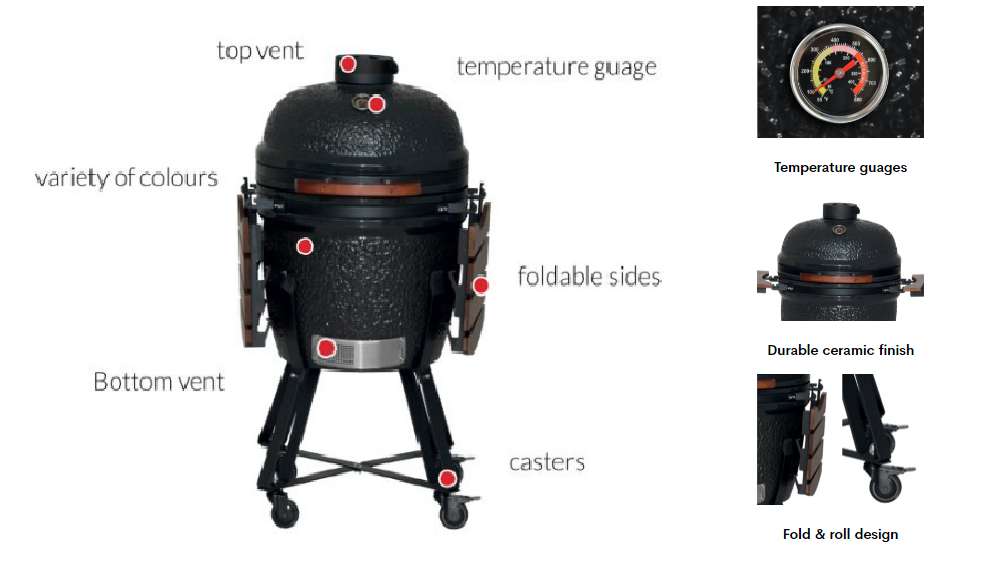 Henley - Kamado BBQ Grill, Chilli Red - 21"