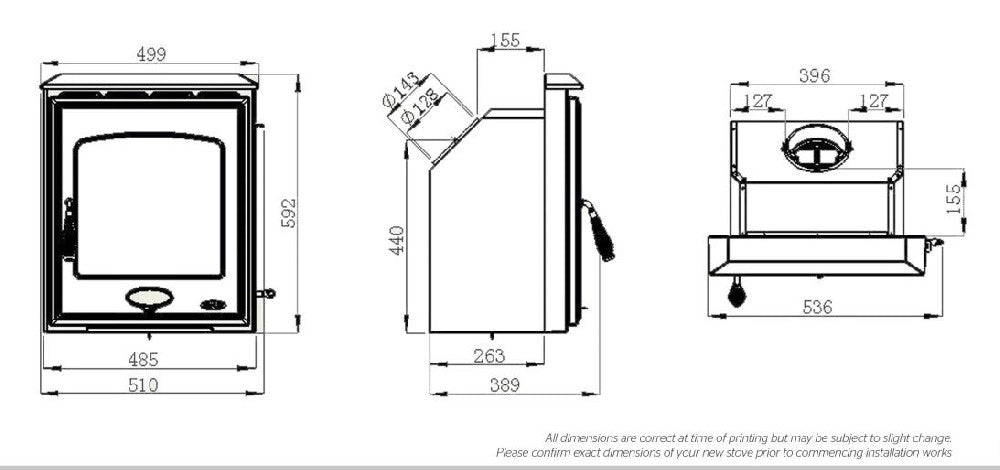 Henley Arklow 5kw - Non-Boiler Stove, Solid Fuel, 5 Kw, Enamel, Black, No External Air