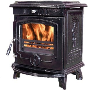 Mulberry Yeats - Boiler Stove, Free Standing, Solid Fuel, 11-13 Kw, Enamel, Black, No External Air
